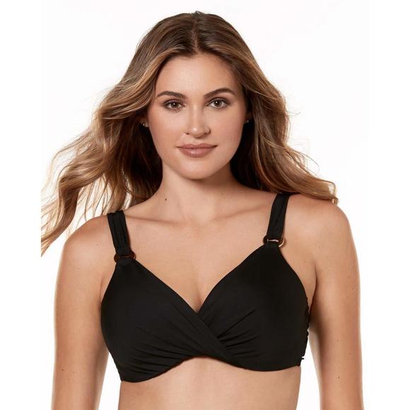 Miraclesuit Women's Cup Solid Surplice Bra Top Black 36DDD - Picture 1 of 4